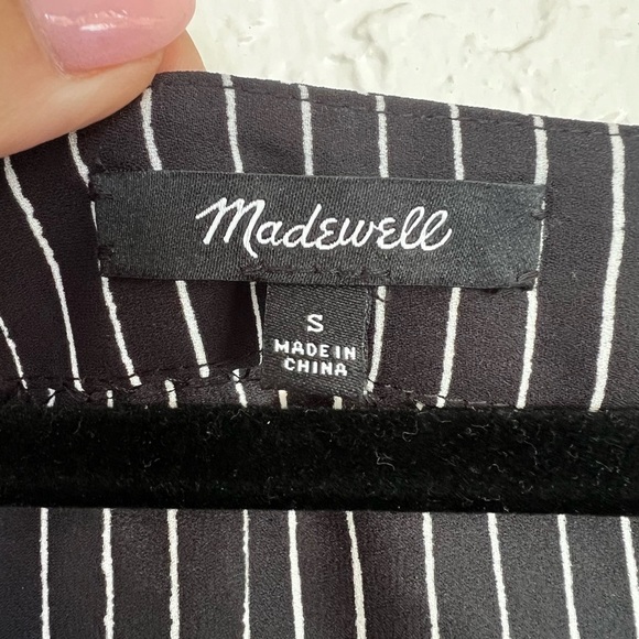 Madewell Novel Striped V-Neck Shift Dress Black size Small - Picture 4 of 5